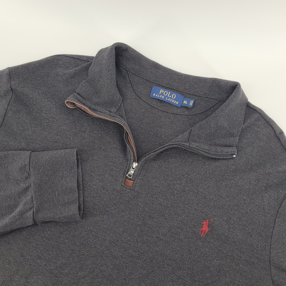 Polo Ralph Lauren Lightweight 1/4 Zip Mens XL Pullover Gray Cotton Long Sleeve